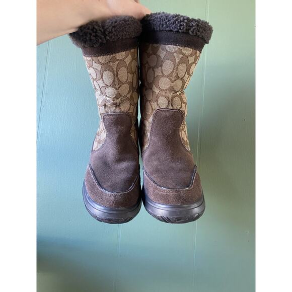 Coach Boots Womens Size 6.5 Sherman Chestnut Brown Mid Calf Winter Snow Shoes - Picture 9 of 13